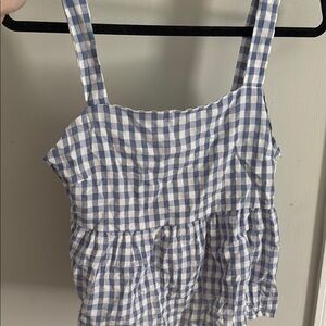 Blue and White Gingham Sleeveless Top